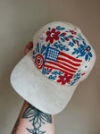 Floral Patriotic Red White & Blue Trucker Hat