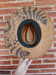Hand Burned Wide Brim Fedora | Western, cowgirl, Lainey Wilson, boho, hippie, sunflower, floral, matches, playing card, feather, derby