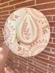 Burned Western Boho Wool Felt Fedora Cowgirl Hat | derby Lainey Wilson Yellowstone custom floral bridal sunflower fern country concert