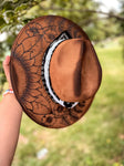 Burned Custom Wide Brim Fedora Hat | Wildflowers, Bandana, Lace, Country, Boho, Concert, Derby, Lainey Wilson, Sunflower, Floral