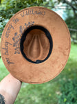 Burned Custom Wide Brim Fedora Hat | Wildflowers, Bandana, Lace, Country, Boho, Concert, Derby, Lainey Wilson, Sunflower, Floral