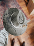 Hand Burned Wide Brim Olive Green Fedora Hat | Floral, Flower, Greenery, Cowgirl, Cowboy, Card, Lainey Wilson, Western, Boho, Hippie