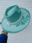 Custom Hand Burned Wide Brim Fedora Hat | Paisley, Lainey Wilson, Chain, Hippie, Derby, Floral, Pearl, Western, Concert, Suede, Adjustable