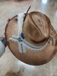 Custom Hand Burned Wide Brim Suede Fedora Hat | Floral, Wildflower, Bull Skull, Longhorn, Concert, Derby, Lainey Wilson, Western, Boho