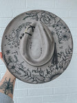 Custom Hand Burned Wide Brim Fedora Hat | Eric Church Country Music Concert Summer Lainey Wilson Cowgirl Cowboy Festival Rodeo Western
