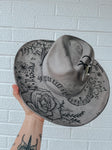 Custom Hand Burned Wide Brim Fedora Hat | Eric Church Country Music Concert Summer Lainey Wilson Cowgirl Cowboy Festival Rodeo Western