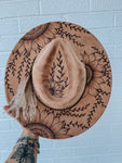 Hand Burned Custom Wide Brim Fedora Hat | Floral, Flower, Sunflower, Summer, Derby, Concert, Lainey Wilson, Festival, Cowgirl, Country