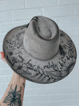 Custom Hand Burned Wide Brim Fedora Hat | Eric Church Country Music Concert Summer Lainey Wilson Cowgirl Cowboy Festival Rodeo Western