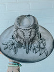 Hand Burned Custom Wide Brim Fedora Hat | Floral, Flower, Sunflower, Summer, Derby, Elephant, Lainey Wilson, Festival, Cowgirl, Country