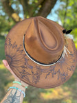 Custom Hand Burned Longhorn Skull and Sunflowers | Western Summer Cowgirl Cowboy Bull Steer Concert Bullet Lainey Wilson Zach Bryan