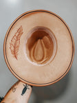 Peach and Burgundy Wide Brim Fedora Hat | Feather, Gemstones, Simple, Cute, Derby, Floral, Lainey Wilson, Winery, Burned, Concert, Festival