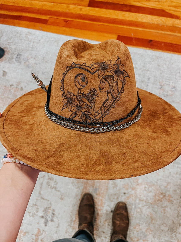 Nightmare Before Christmas Hat | Wide Brim Fedora, Halloween, Fall, Grunge, Jack Skellington, Sally, Burned, Concert, Goth, Yallternative