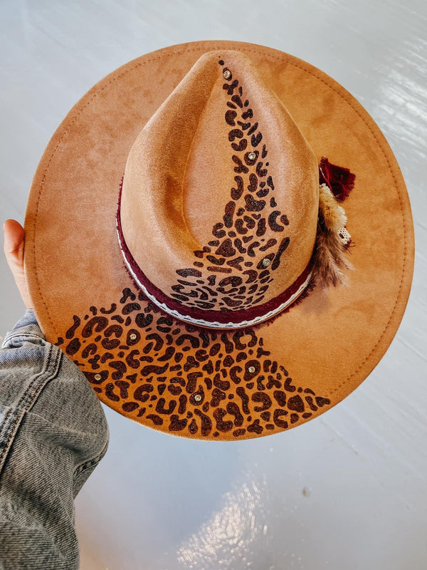 Bling Cheetah Leopard Print Custom Wide Brim Fedora Hat | Lainey Wilson, Concert, Gift, Country, Cowgirl, Animal print, Western Boho