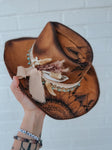 Sunflower Cowgirl Hat | Turquoise, Western, Cowboy, Lainey Wilson, Floral, Flowers, Brown, Tan, Summer, Music, Concert,