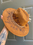 Mountain and Wildflower Tan Wide Brim Fedora Hat | Lainey Wilson, Country, Boho, Dried flowers, festival, western, colorado, nature,