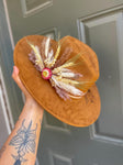 Mountain and Wildflower Tan Wide Brim Fedora Hat | Lainey Wilson, Country, Boho, Dried flowers, festival, western, colorado, nature,