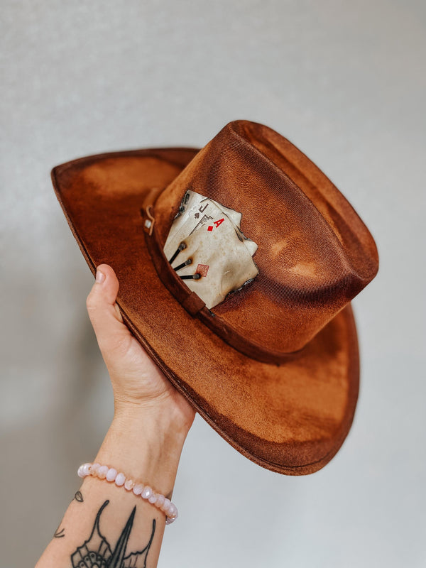 Mens Cowboy Hat | Rustic, Western, Burned, Poker, Country, Custom, Rugged, Cards, Matches, Gift, Bullet