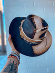 100% Wool Felt Custom Fedora | sewn, stitched, bullet, western, cowgirl, cowboy, cream, black,