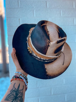 100% Wool Felt Custom Fedora | sewn, stitched, bullet, western, cowgirl, cowboy, cream, black,