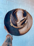 100% Wool Felt Custom Fedora | sewn, stitched, bullet, western, cowgirl, cowboy, cream, black,
