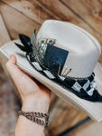 Black and White Cowboy Suede Hat | nascar NRO derby cards poker Las Vegas western lainey wilson Nashville party concert country
