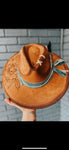 Custom wide brim tan khaki fedora hat with peonies and turquoise | blue, cream, floral, flower, lainey Wilson, feminine, dainty, peony