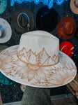 Mountains Colorado Custom Wide Flat Brim Fedora Hat | Boho Hippie Concert Summer Western Country Winery Bridal Derby Rodeo Cowgirl