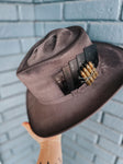 Grim reaper Themed Wide Brim Fedora Hat | Halloween Fall Lainey Wilson Spooky Witchy grey gray black Festival Concert Art Movie