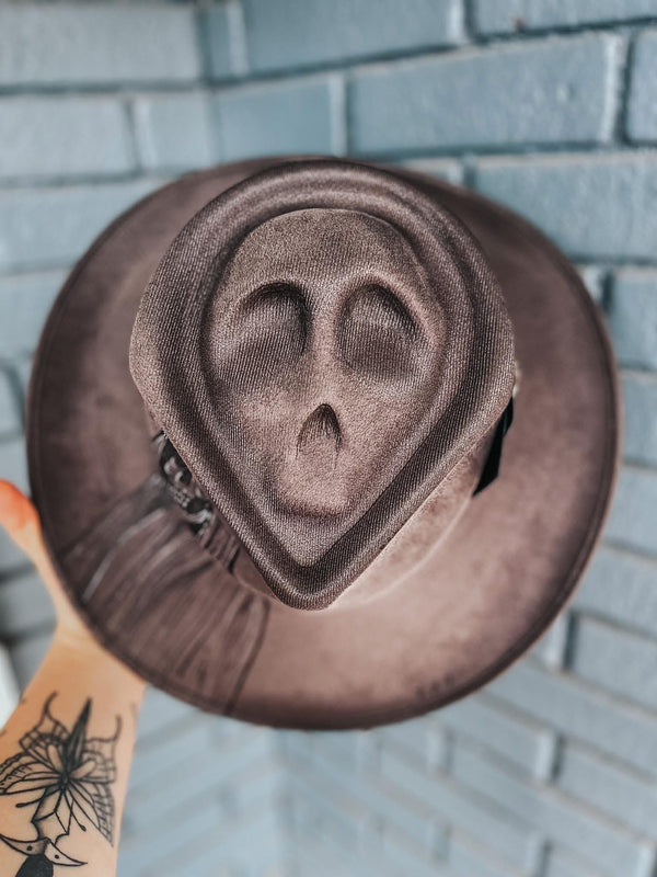 Grim reaper Themed Wide Brim Fedora Hat | Halloween Fall Lainey Wilson Spooky Witchy grey gray black Festival Concert Art Movie