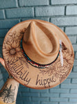 Hillbilly hippie tan wide brim fedora hat | Aztec native pattern turquoise fall outfit gift concert western cowgirl Lainey Wilson