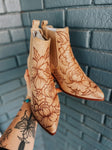 Custom Burned Boots | Booties, Fall, Designed, Chunky, Festival, Boho, Country, Chic, Hippie, Cowgirl, Concert, Winery, Bridal, Western