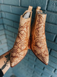 Custom Burned Boots | Booties, Fall, Designed, Chunky, Festival, Boho, Country, Chic, Hippie, Cowgirl, Concert, Winery, Bridal, Western