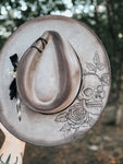 Skull Themed Wide Brim Fedora Hat | Halloween Fall Lainey Wilson Spooky Witchy black white Festival Concert Art gift grunge gothic