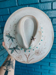 Dragonfly Themed Wide Brim Fedora Hat | Fall Lainey Wilson Tan Festival Concert Art Movie wishflower dandelion ivory floral turquoise