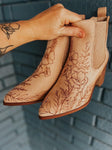 Custom Burned Boots | Booties, Fall, Designed, Chunky, Festival, Boho, Country, Chic, Hippie, Cowgirl, Concert, Winery, Bridal, Western