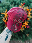 Burned cross and wildflower Baseball Trucker Cap Hat | Floral Fall Concert Flower Cute Gift Boho Hippie Country Western Lainey Wilson