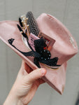 Black and Pink Cowboy Suede Hat | cowgirl derby cards poker Las Vegas western lainey wilson Nashville party concert country