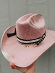 Black and Pink Cowboy Suede Hat | cowgirl derby cards poker Las Vegas western lainey wilson Nashville party concert country