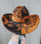 Hand Burned Custom Cowboy Hat | Floral, Flower, Sunflower, Summer, Derby, Concert, Lainey Wilson, Festival, Cowgirl, Country